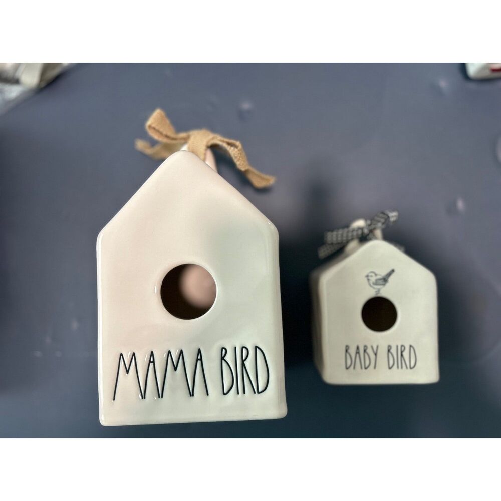 Rae Dunn ceramic  "Mama Bird and Baby Bird" Bird houses